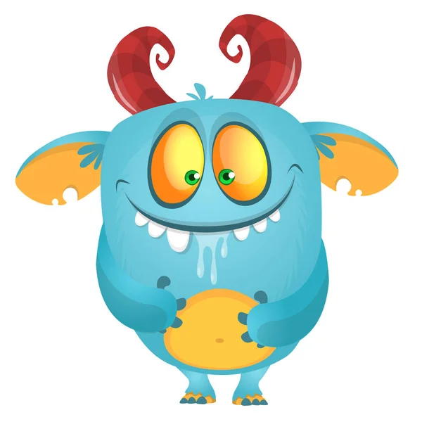 Gelukkig Tekenfilmmonster Lachend Monster Gezicht Emotie Halloween Vector Illustratie — Stockvector