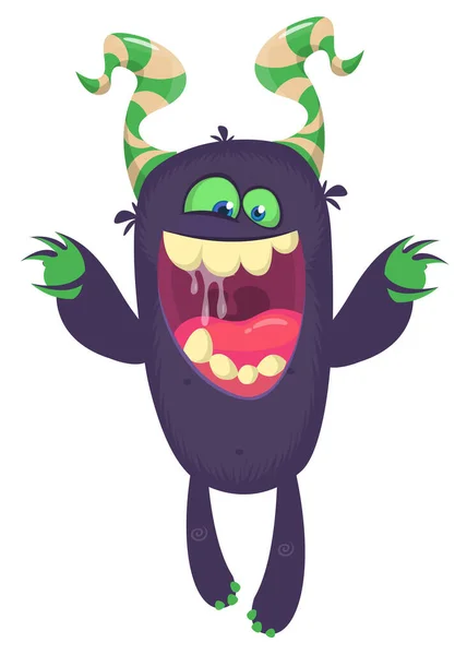 Zabawny Kreskówkowy Potwór Śmiejącą Się Twarzą Wektor Halloween Ilustracja — Wektor stockowy