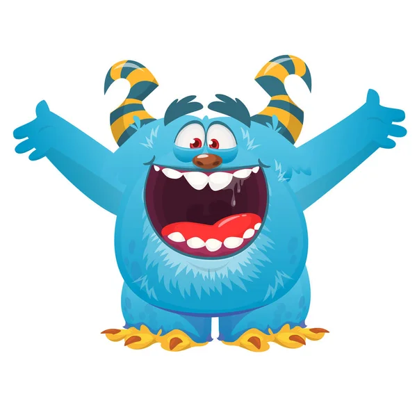 Funny Cartoon Blue Bigfoot Monster Vector Halloween Illustration — Stock Vector