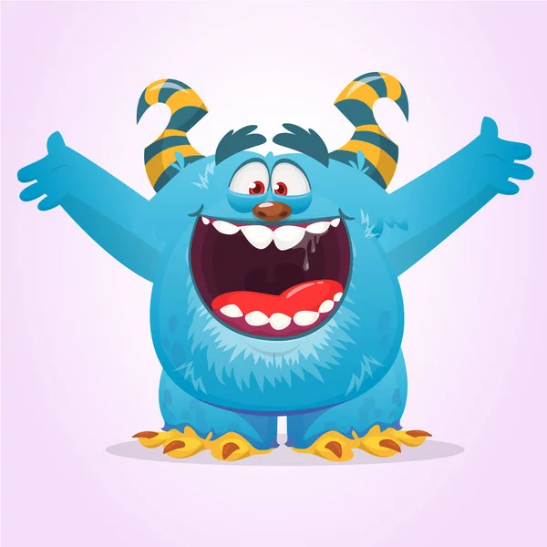 Szczęśliwego Kreskówkowego Potwora Śmiejący Się Potwór Ilustracja Wektor Halloween — Wektor stockowy