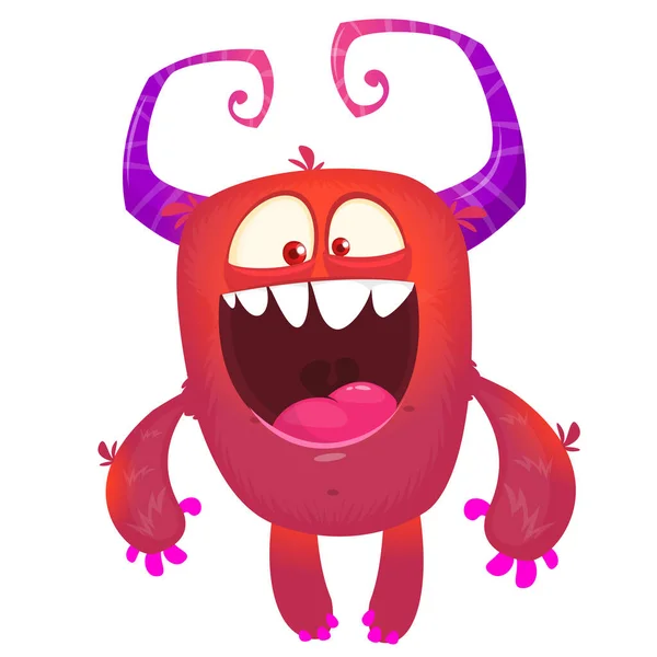 Gelukkig Tekenfilmmonster Lachend Monster Gezicht Emotie Halloween Vector Illustratie — Stockvector