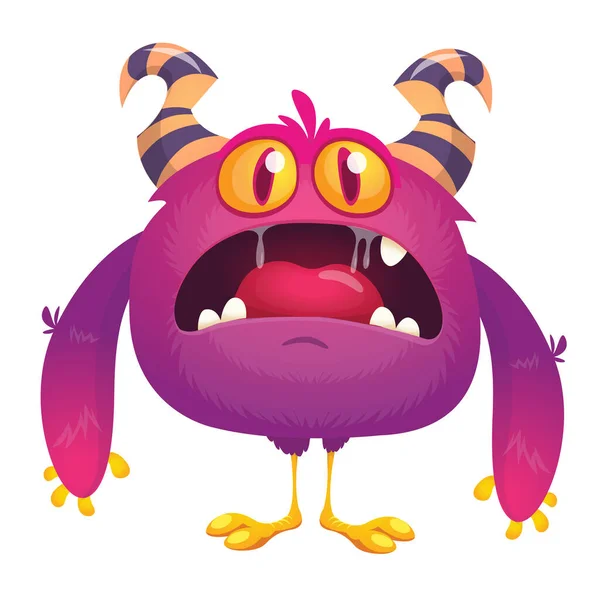 Scared Cartoon Pink Monster Vector Character Illustratio — Stock Vector