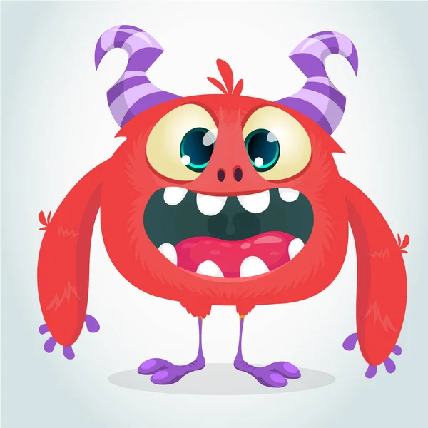 Feliz Monstruo Dibujos Animados Riendo Monstruo Cara Emoción Halloween Vector — Vector de stock