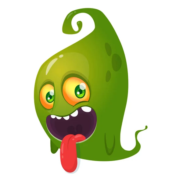 Lustige Cartoon Grünen Niedlichen Monster Vektorgrafik Halloween — Stockvektor