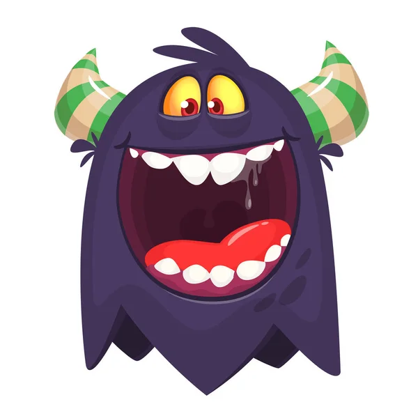 Wütendes Schwarzes Monster Zeichentrickfilm Schreit Schreiend Wütender Monsterausdruck Vektorillustration Halloween — Stockvektor