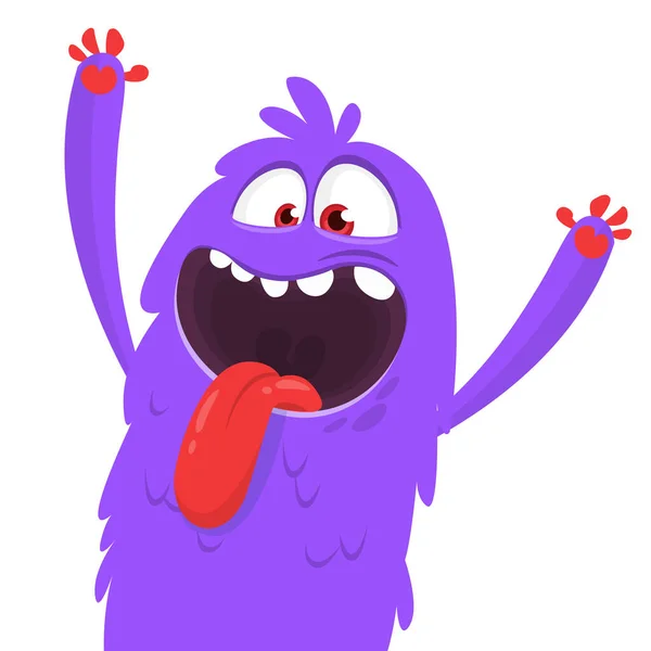 Cartoon Blob Monster Halloween Vector Illustration Excited Monster — Stock Vector