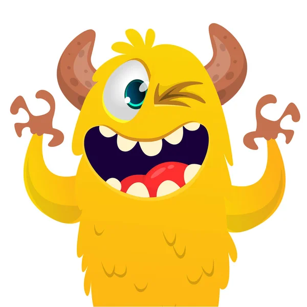 Lustiges Cartoon Monster Blinzelt Mit Einem Auge Vektorgrafik Halloween — Stockvektor