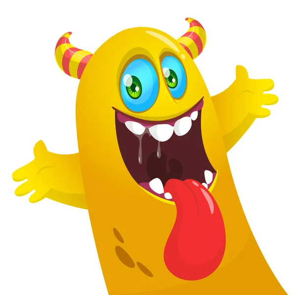 Funny Cartoon Monster Creature Vector Halloween Illustration — Stock Vector