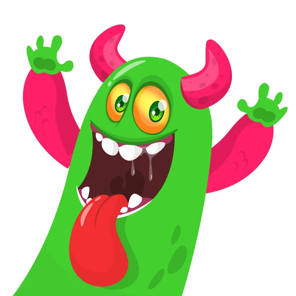 Divertida Criatura Monstruo Dibujos Animados Vector Ilustración Halloween — Vector de stock