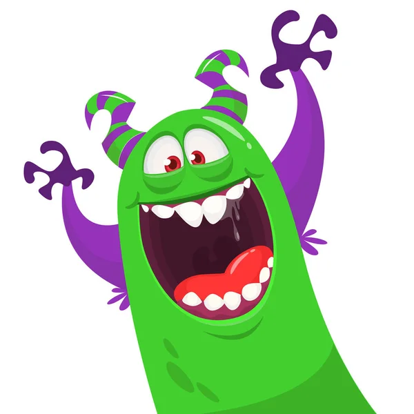 Divertida Criatura Monstruo Dibujos Animados Vector Ilustración Halloween — Vector de stock