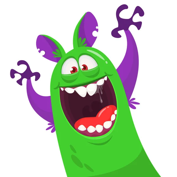 Kreskówkowy Potwór Halloween Wektor Ilustracja Podekscytowany Potwór — Wektor stockowy