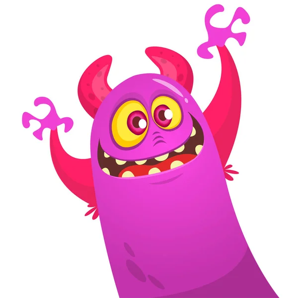 Kreskówkowy Potwór Halloween Wektor Ilustracja Podekscytowany Potwór — Wektor stockowy
