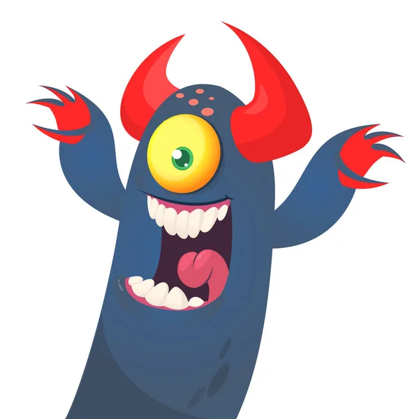 Criatura Monstro Engraçado Cartoon Ilustração Vector Halloween —  Vetores de Stock