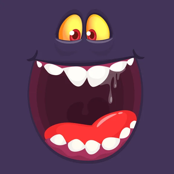 Funny Cartoon Monster Face Expression Vektorový Monstrum Avatar — Stockový vektor