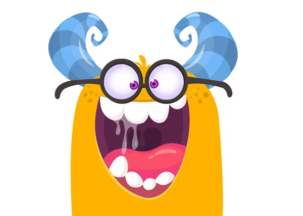Funny Cartoon Monster Wearing Eyeglasses Vector Halloween Illustration — Stock Vector