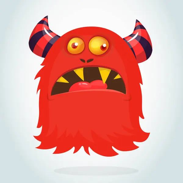 Scary Cartoon Monster Halloween Vector Illustration Monster Creature Angry Face — Stock Vector
