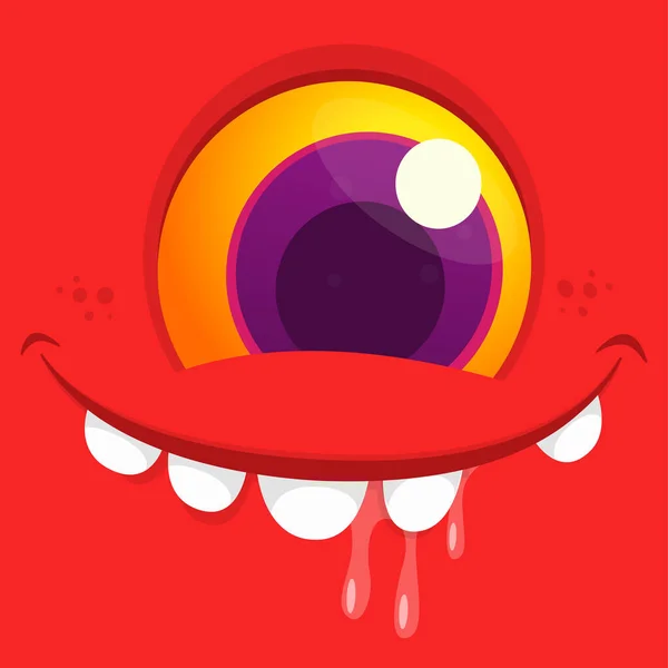 Funny Cartoon Monster Face One Eye Vector Halloween Monster Square — Stock Vector