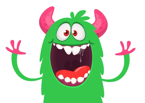 Feliz Monstro Dos Desenhos Animados Halloween Vector Illustratio —  Vetores de Stock