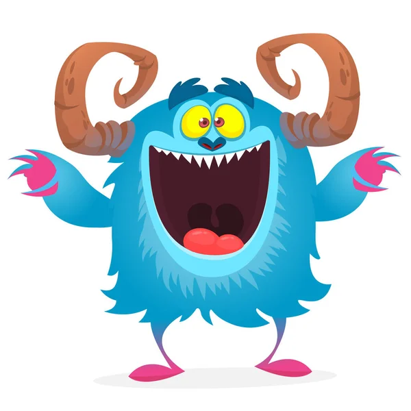 Happy Cartoon Monster Halloween Vector Illustratio — Stock Vector