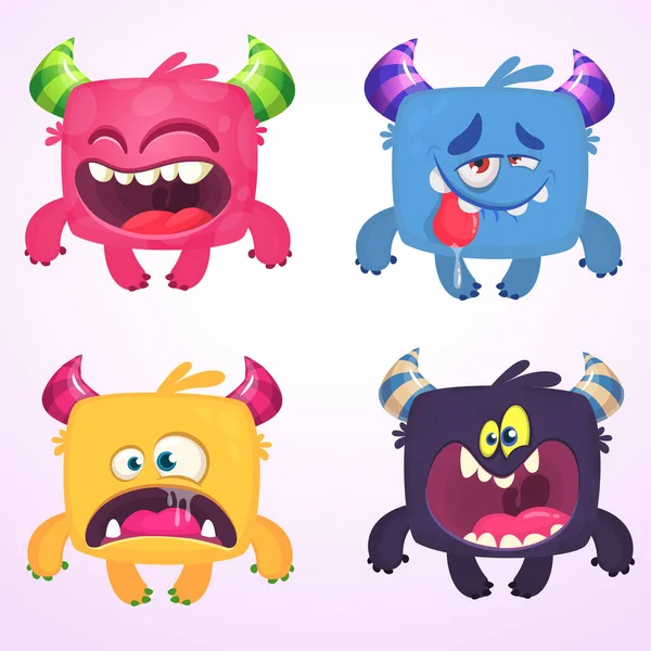 Criaturas Engraçadas Desenhos Animados Conjunto Monstros Vetoriais Desenhos Animados Desejo —  Vetores de Stock