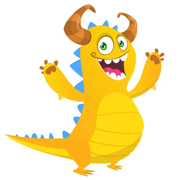 Funny Cartoon Monster Design Dračí Ilustrace — Stockový vektor
