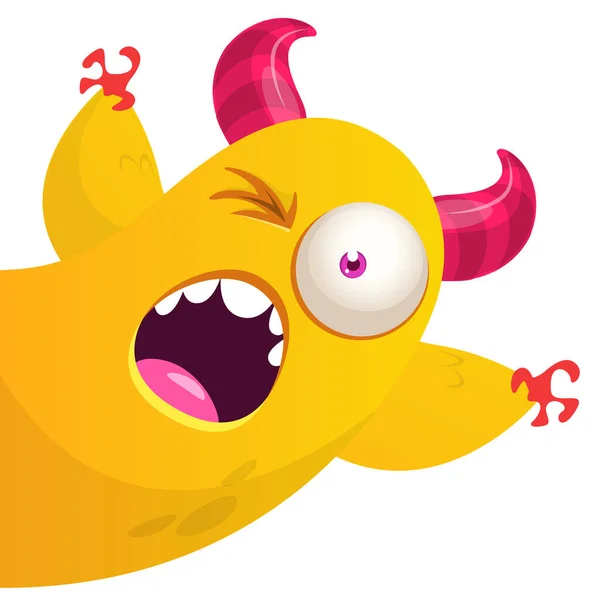 Funny Cartoon Monster Illustration Cute Monster Creature Halloween Vector Design — Stock Vector