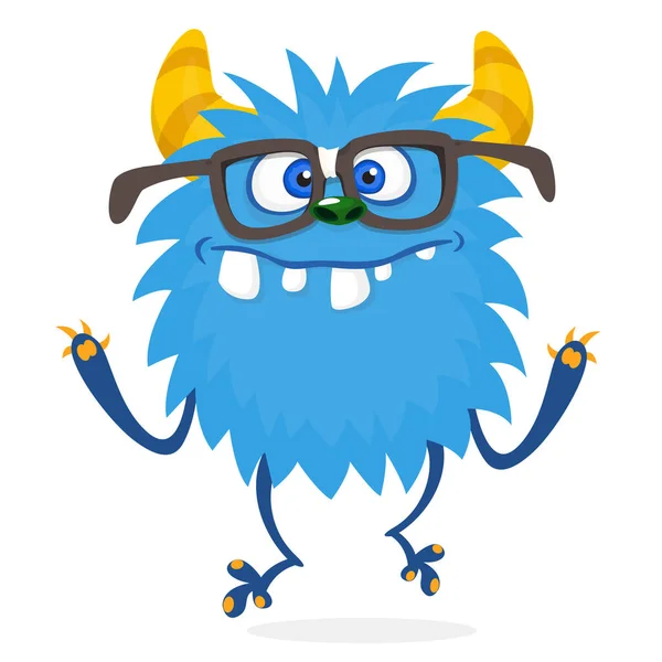Cartoon Monster Nerd Wearing Glasses Vector Illustration Isolated — Stock Vector