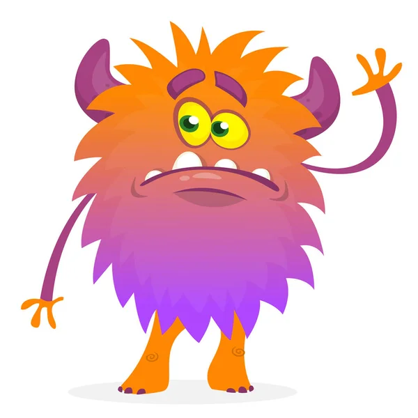 Happy Cartoon Monster Halloween Vector Illustration Funny Monster — Stock Vector