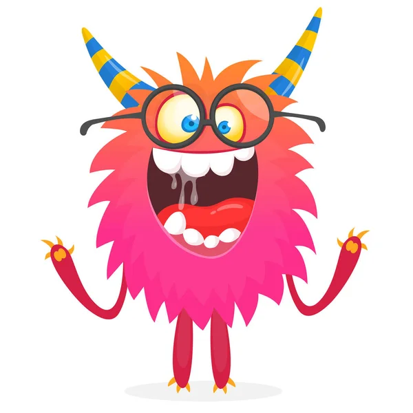 Happy Cartoon Monster Halloween Vector Illustration Funny Monster — Stock Vector