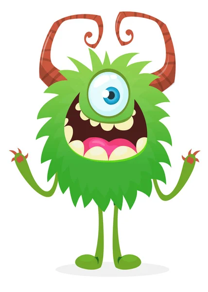 Glückliches Zeichentrickmonster Halloween Vektor Illustration Von Lustigen Monster — Stockvektor