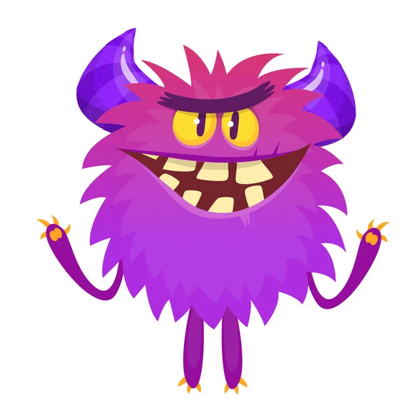 Feliz Monstro Dos Desenhos Animados Halloween Vetor Ilustração Monstro Engraçado —  Vetores de Stock