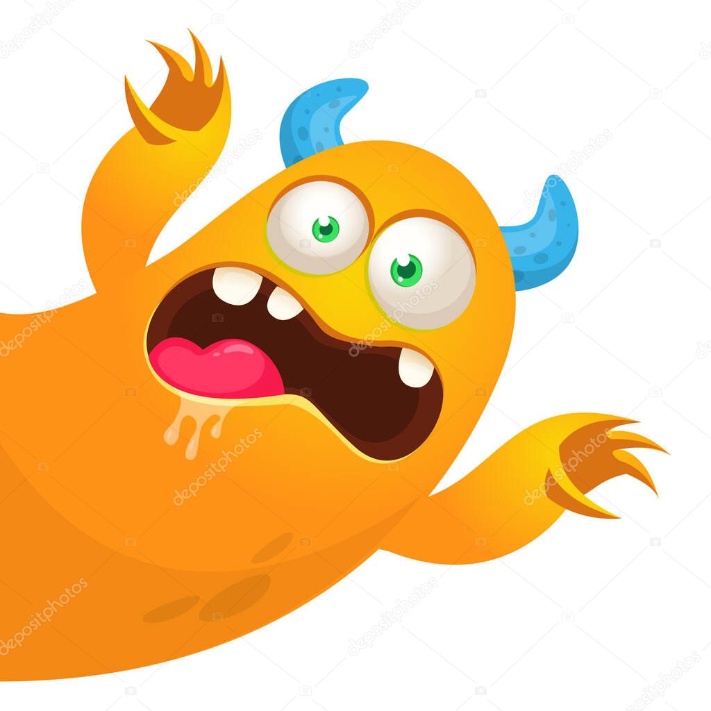 Funny cartoon monster. Illustration of cute monster creature. Halloween vector design