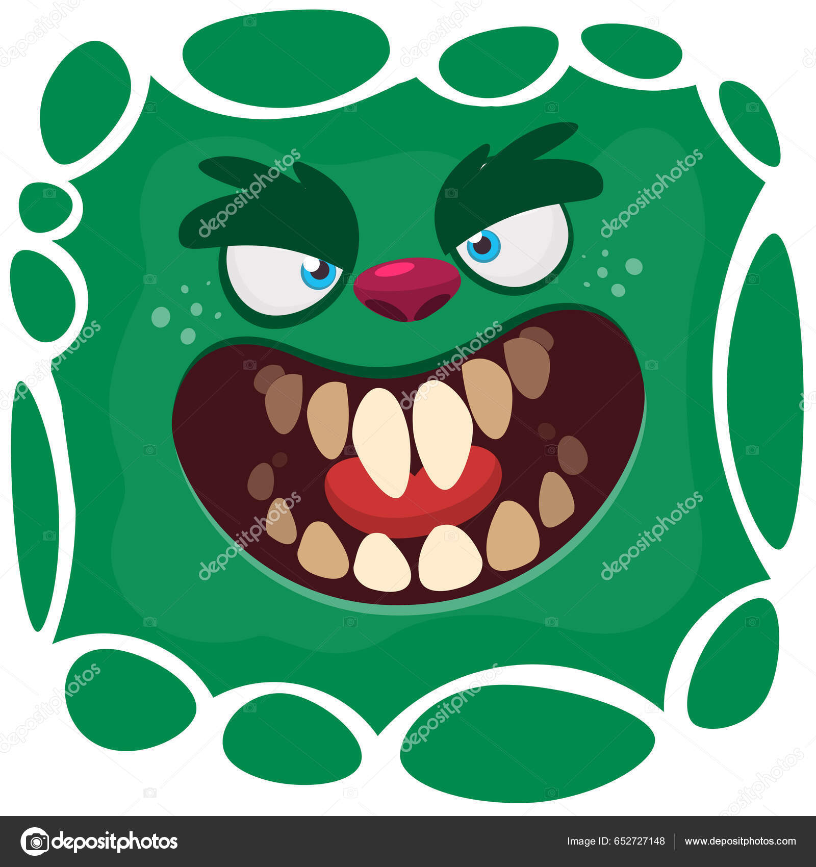 Cara De Monstro De Desenho Animado Irritado. Ilustração De Expressão De  Criatura Alienígena Mítica Assustadora E Assustadora. Timo Para Decoração  De Festa Ou Design De Pacote Royalty Free SVG, Cliparts, Vetores, e