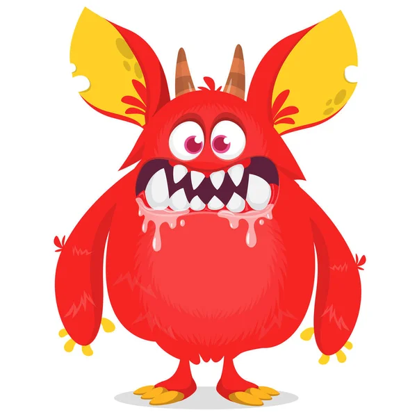 Děsivý Karikatura Chlupatý Monstrum Charakter Ilustrace Roztomilého Rozzlobeného Mýtického Mimozemského — Stockový vektor