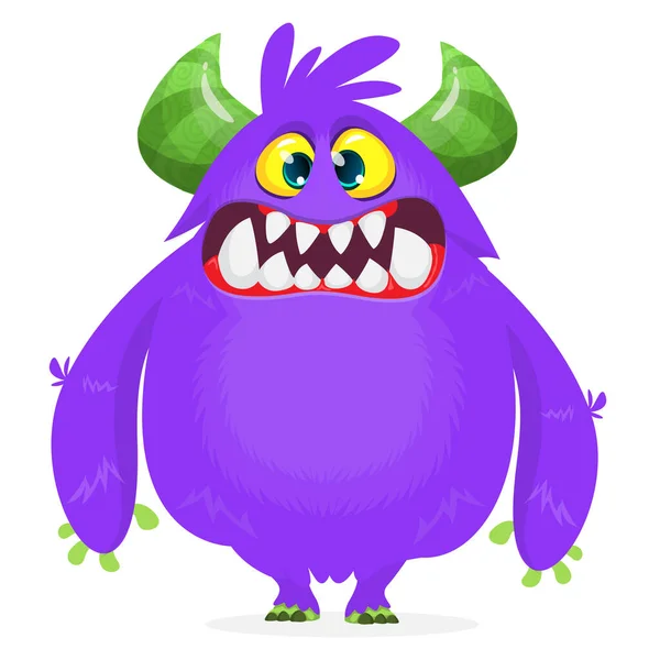 Lustige Cartoon Lächelnde Pelzige Monster Figur Illustration Von Niedlichen Und — Stockvektor