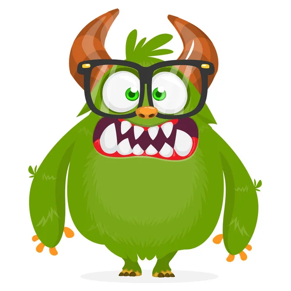 Wütende Cartoon Pelzige Monster Figur Illustration Von Niedlichen Und Beängstigenden — Stockvektor