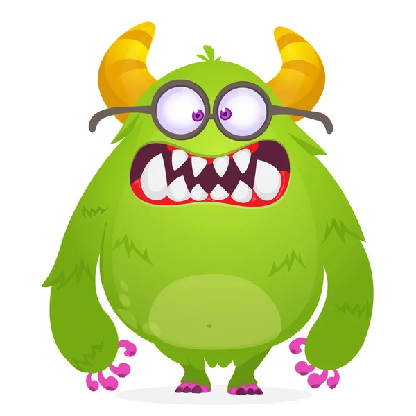 Boos Cartoon Harig Monster Karakter Illustratie Van Schattig Eng Mythisch — Stockvector