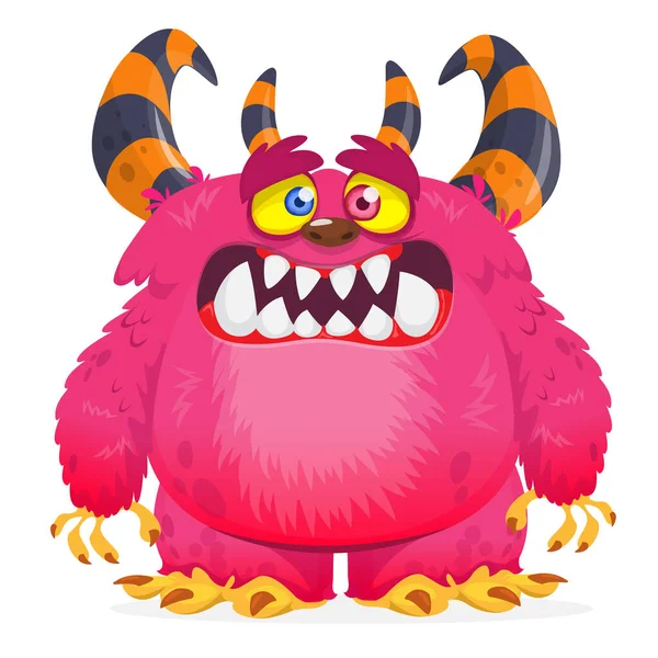 Rozzlobený Karikatura Chlupatý Monstrum Charakter Ilustrace Roztomilého Děsivého Mýtického Mimozemského — Stockový vektor