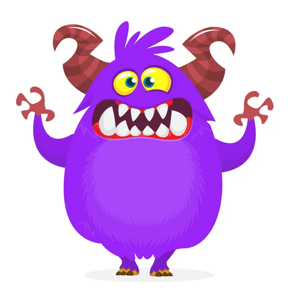 Drôle Dessin Animé Souriant Personnage Monstre Poilu Illustration Créature Extraterrestre — Image vectorielle