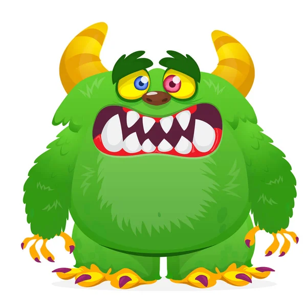 Caráter Monstro Peludo Dos Desenhos Animados Irritado Ilustração Criatura Alienígena — Vetor de Stock