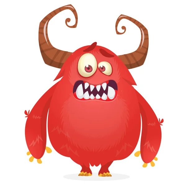 Scary Personaje Monstruo Peludo Dibujos Animados Ilustración Linda Feliz Criatura — Vector de stock