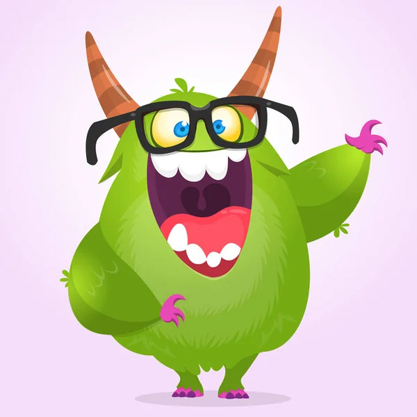 Lustige Cartoon Lächelnde Pelzige Monster Figur Illustration Des Niedlichen Und — Stockvektor