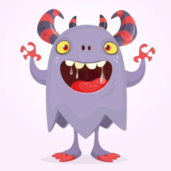 Divertido Personaje Monstruo Dibujos Animados Ilustración Linda Feliz Criatura Alienígena — Vector de stock
