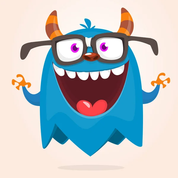 Funny Cartoon Monster Character Illustration Cute Happy Mythical Alien Creature — Stock Vector
