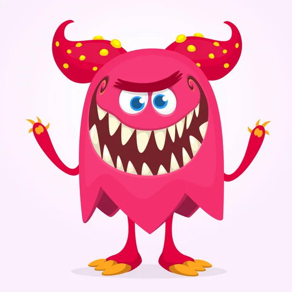 Wütende Comic Monsterfigur Illustration Von Gruseligen Und Beängstigenden Mythischen Außerirdischen — Stockvektor