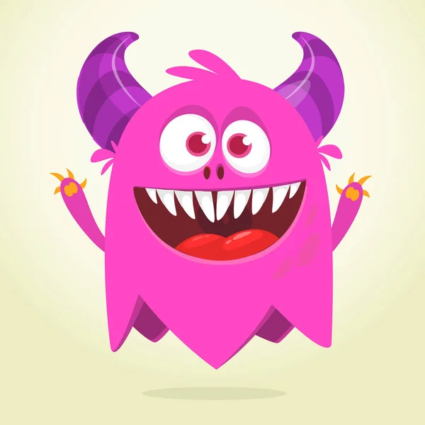 Lustige Cartoon Monster Figur Illustration Von Niedlichen Und Glücklichen Mythischen — Stockvektor