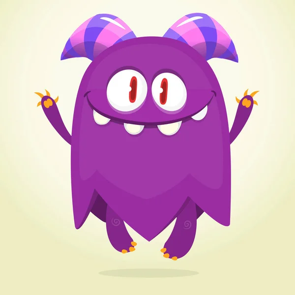 Funny Cartoon Monster Character Ilustrace Roztomilého Šťastného Mýtického Mimozemského Tvora — Stockový vektor