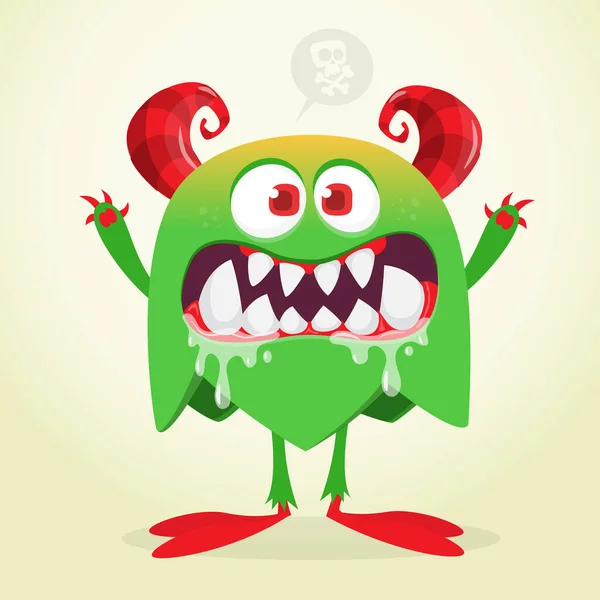 Angry Cartoon Monster Character Illustration Creepy Scary Mythical Alien Creature — Stock Vector