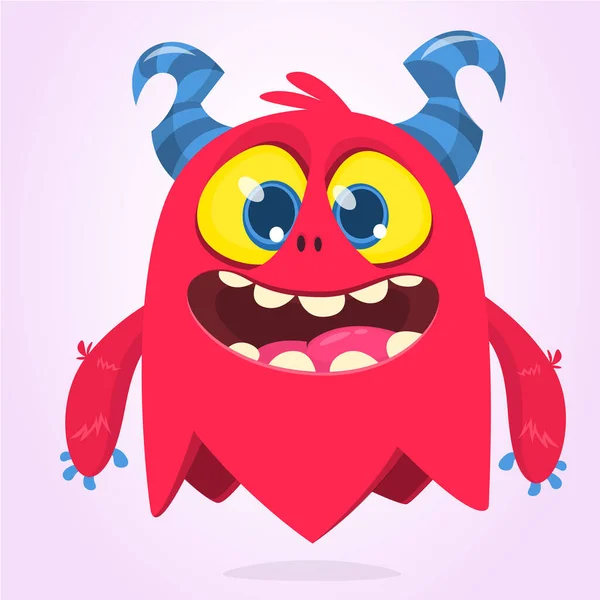 Funny Cartoon Monster Character Illustration Cute Happy Mythical Alien Creature — Stock Vector