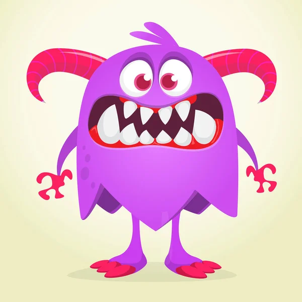 Caricatura Enojado Personaje Monstruo Ilustración Espeluznante Aterradora Criatura Alienígena Mítica — Vector de stock